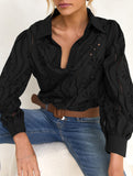 Casual loose hollow puff sleeve cardigan