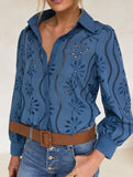 Casual loose hollow puff sleeve cardigan