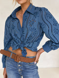 Casual loose hollow puff sleeve cardigan