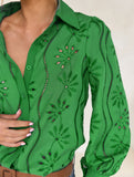 Casual loose hollow puff sleeve cardigan
