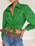 Casual loose hollow puff sleeve cardigan
