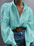 Casual loose hollow puff sleeve cardigan
