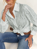 Casual loose hollow puff sleeve cardigan