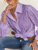 Casual loose hollow puff sleeve cardigan