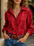 Casual loose hollow puff sleeve cardigan