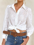 Casual loose hollow puff sleeve cardigan