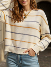 Colorful striped long-sleeved loose sweater