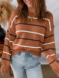 Colorful striped long-sleeved loose sweater