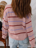 Colorful striped long-sleeved loose sweater