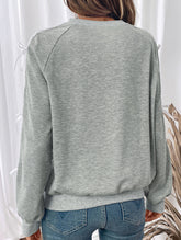 Casual Bow Lace Panel Long Sleeve Sweatshirt