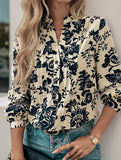 Retro small stand-up collar long-sleeved shirt