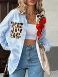 Personalized trendy striped patchwork shirt