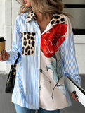 Personalized trendy striped patchwork shirt