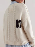 Digital knitted loose long-sleeved pullover sweater