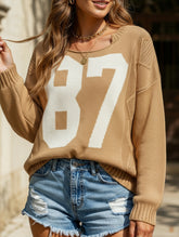 Digital knitted loose long-sleeved pullover sweater