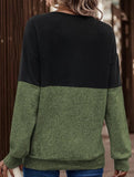CASUAL V-NECK CROSS-CONTRAST SHIRT TOP