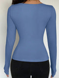 Square neck tie single-breasted long-sleeved top