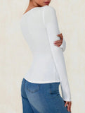 Square neck tie single-breasted long-sleeved top
