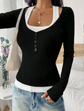 Halter neck fake two-piece single-breasted shirt