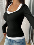 Halter neck fake two-piece single-breasted shirt