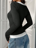 Halter neck fake two-piece single-breasted shirt