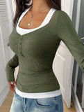 Halter neck fake two-piece single-breasted shirt