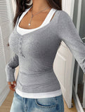 Halter neck fake two-piece single-breasted shirt