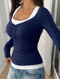 Halter neck fake two-piece single-breasted shirt