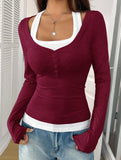 Halter neck fake two-piece single-breasted shirt