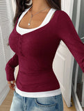 Halter neck fake two-piece single-breasted shirt