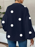 Polka dot V-neck loose bubble long-sleeved shirt