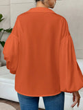 Polka dot V-neck loose bubble long-sleeved shirt