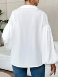 Polka dot V-neck loose bubble long-sleeved shirt