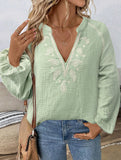 Fashionable design V-neck embroidered top