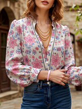 Retro printed long-sleeved shirt