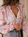 Retro printed long-sleeved shirt