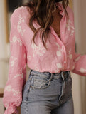 Women's long-sleeved embroidered V-neck shirt