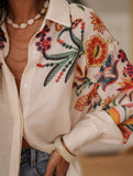 Loose long-sleeved digital printed shirt