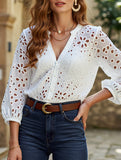 Women's button-down hollow shirt
