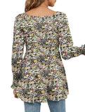 Printed bubble long-sleeved waist top T-shirt