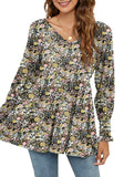Printed bubble long-sleeved waist top T-shirt
