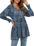Printed bubble long-sleeved waist top T-shirt