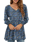 Printed bubble long-sleeved waist top T-shirt