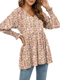 Printed bubble long-sleeved waist top T-shirt