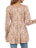 Printed bubble long-sleeved waist top T-shirt