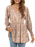 Printed bubble long-sleeved waist top T-shirt