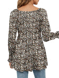 Printed bubble long-sleeved waist top T-shirt