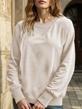 Women's ribbed sleeve loose pullover sweatshirt