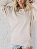 Women's ribbed sleeve loose pullover sweatshirt