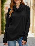 Solid color pullover pile T-shirt top
